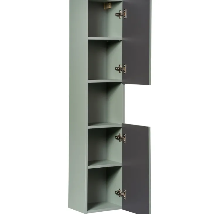 Colonna bagno sospesa 30x140h cm cannettato 2 ante verde salvia Greeny