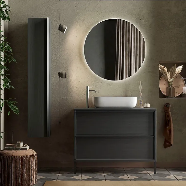 Colonna bagno 26x138h cm 1 anta nero frassinato Absolut