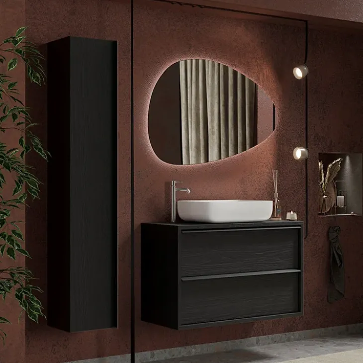 Colonna bagno 26x138h cm 1 anta nero frassinato Absolut
