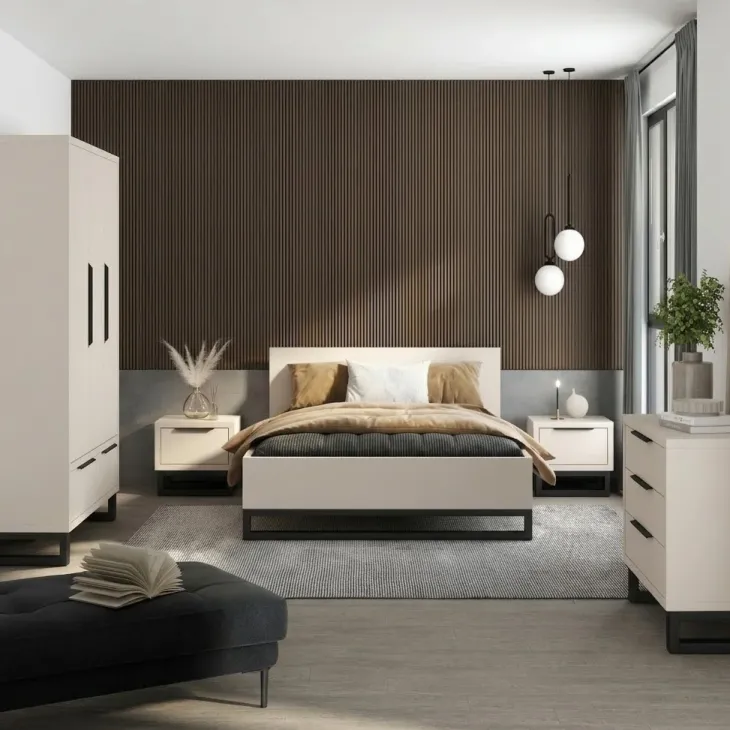 Comodino 55x49h cm 1 cassetto beige cashmere Petra