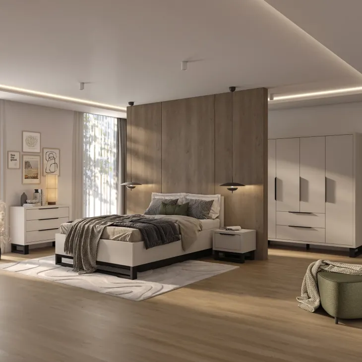 Comodino 55x49h cm 1 cassetto beige cashmere Petra