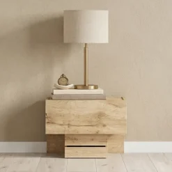 Comodino 45x32h cm 1 cassetto moderno design quercia Tamika