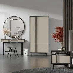 Consolle 123x83 cm 2 cassetti antracite beige Essenzia