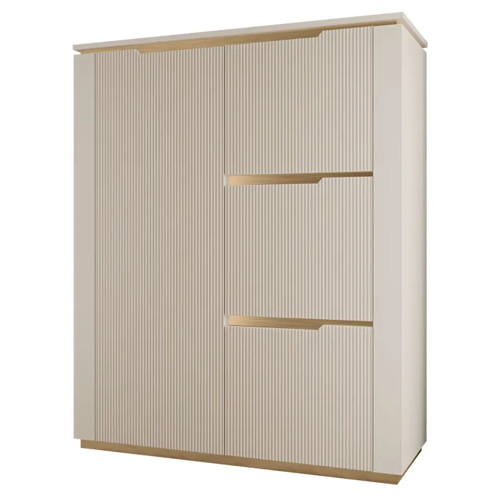 Credenza alta 106x131h cm 4 ante cannettato beige cashmere oro Gatsby