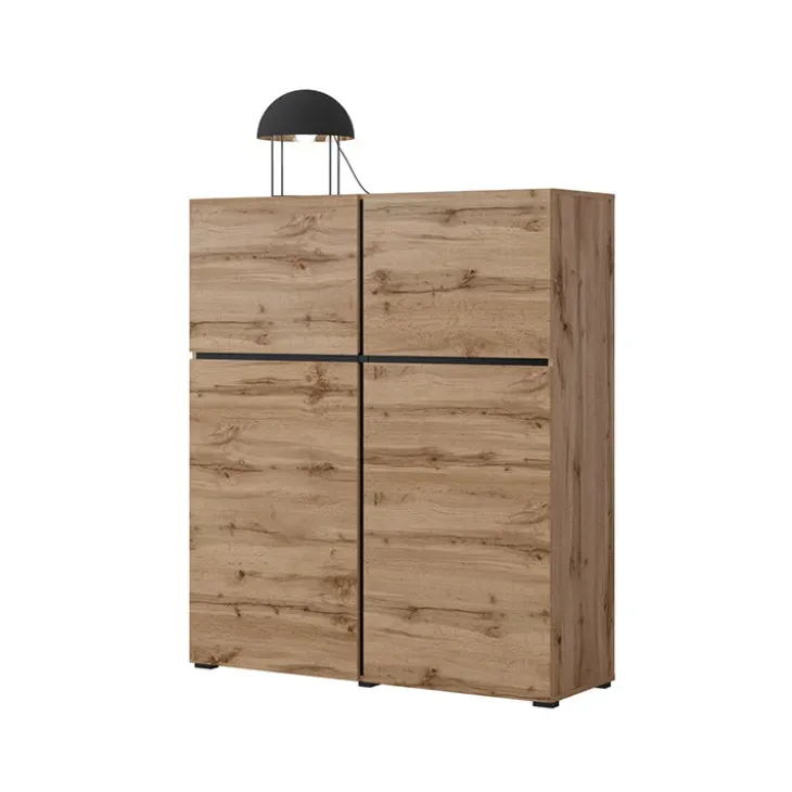 Credenza alta 120x139h cm 4 ante moderna rovere nero Lolla