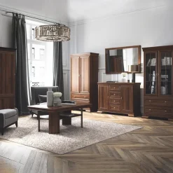 Credenza alta 88x136h cm 2 ante 1 ribalta arte povera quercia Kelly
