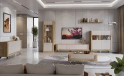 Credenza alta 129x137h cm 2 ante rovere tortora lucido Jumbo