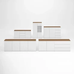 Credenza 150x100h cm 2 ante 4 cassetti bianco rovere Ischia