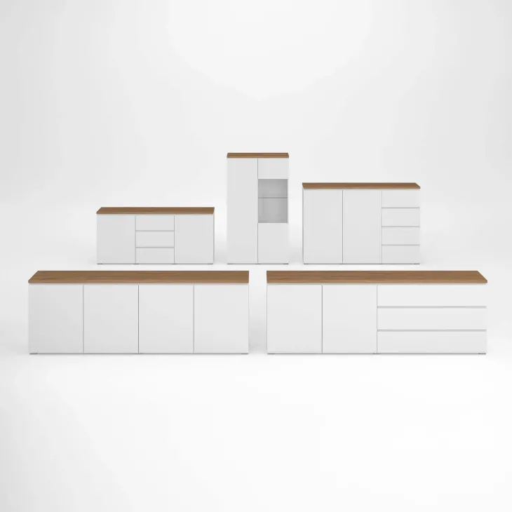 Credenza 150x100h cm 2 ante 4 cassetti bianco rovere Ischia