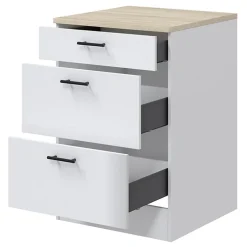 Cucina completa lineare 240 cm componibile bianco lucido rovere Kimera 2