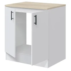 Cucina completa lineare 240 cm componibile bianco lucido rovere Kimera 2