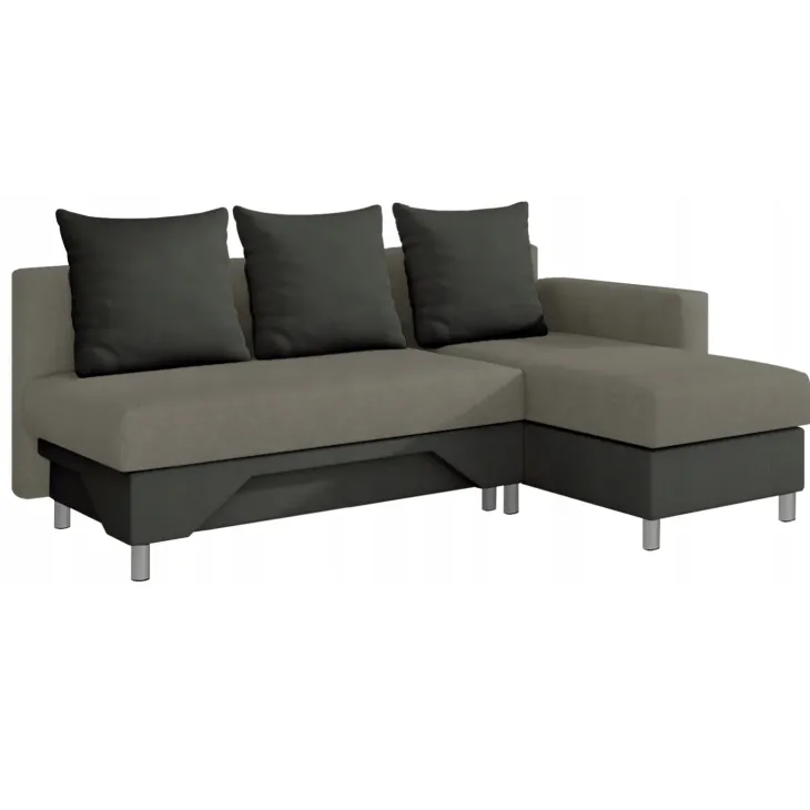 Divano letto angolare destra 3 posti 215cm grigio scuro e chiaro Aureliano