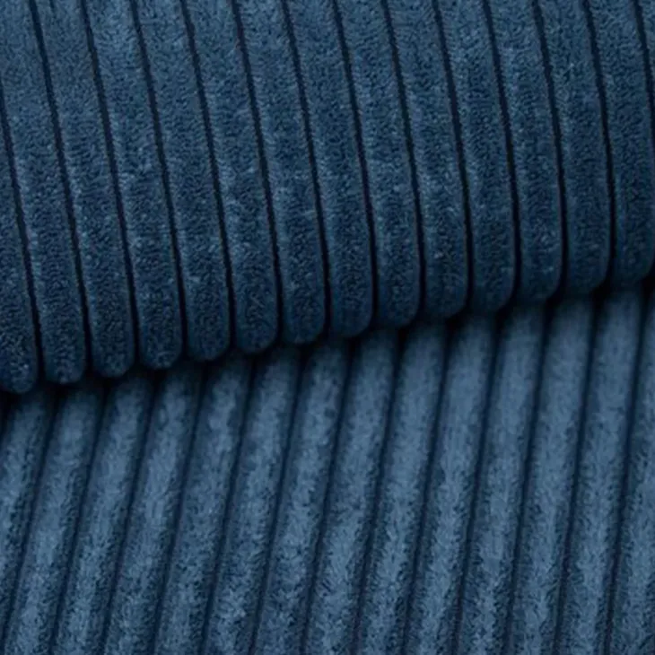 Divano letto angolare reversibile 243x142cm velluto a coste blu Ofelia