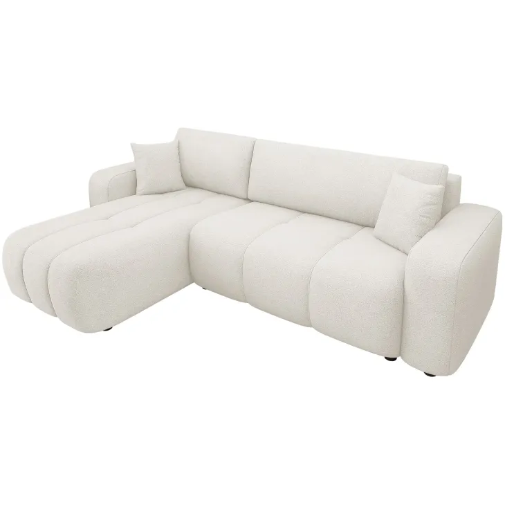 Divano letto angolare reversibile 3 posti 244x145cm con contenitore tessuto beige Orama