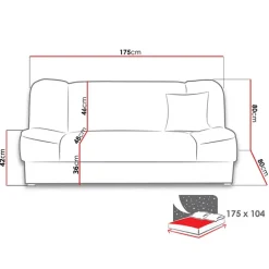 Divano letto 2 posti 182cm pieghevole senza braccioli grigio scuro Rollo