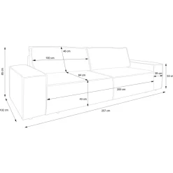 Divano letto 3 posti 257x106cm velluto a coste marrone Snuggle