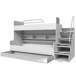 Letto a castello per bambini 254x120cm bianco nero Enrico Gihome®