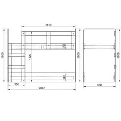 Letto a castello 205x96cm con cassettiera e mensola rovere Lorenzo Gihome®