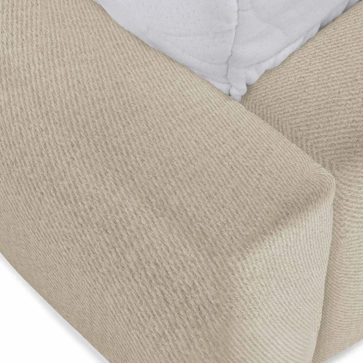Letto alla francese 140x200cm con rete contenitore imbottito beige Aluna