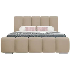 Letto alla francese 140x200 cm con rete contenitore imbottito beige scuro Cometa
