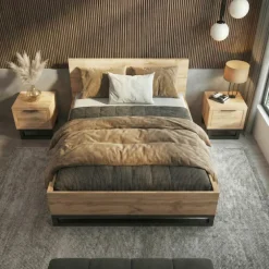 Letto alla francese 140x200cm rovere nero Petra