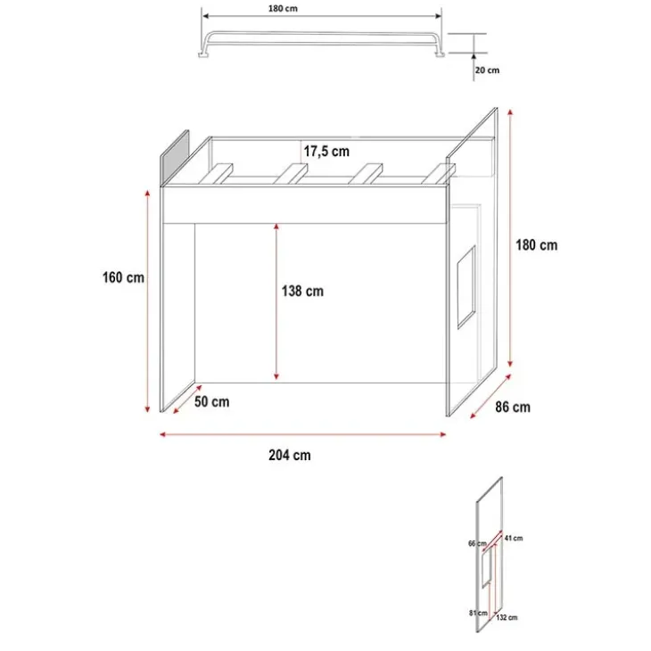 Letto a soppalco con armadio 254x120cm bianco grigio Simone Gihome®