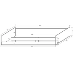 Letto a soppalco 204x120cm sinistra bianco pino grafite Dollie Gihome®