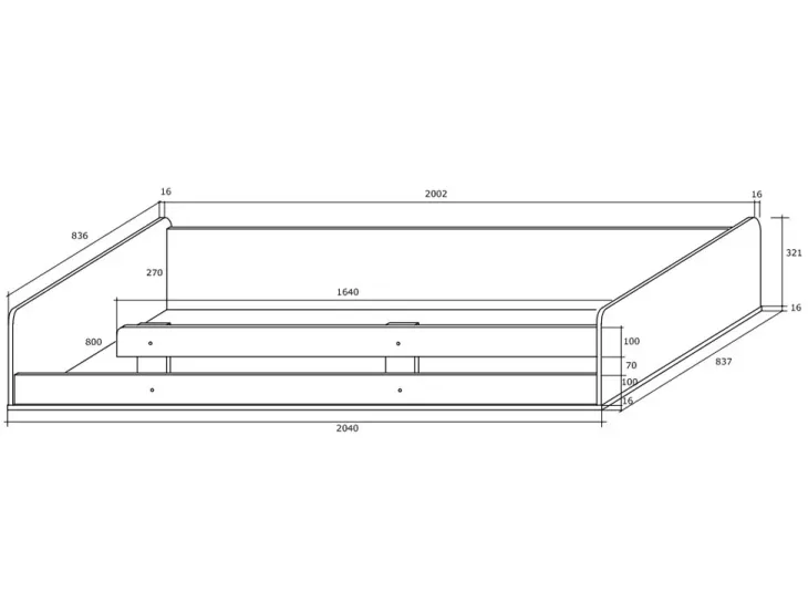 Letto a soppalco 204x120cm sinistra rovere miele bianco frassinato Dollie Gihome®