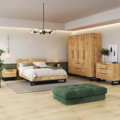 Letto contenitore alla francese 140x200cm rovere nero Petra