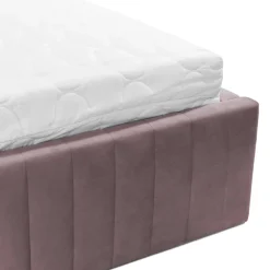 Letto contenitore alla francese 140x200cm imbottito velluto rosa Poffi