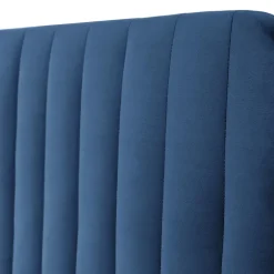 Letto contenitore alla francese 140x200cm imbottito velluto blu Poffi