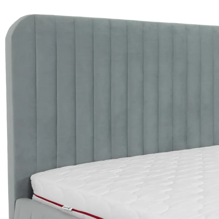 Letto contenitore matrimoniale oversize 180x200 imbottito velluto grigio Poffi