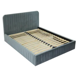 Letto contenitore matrimoniale 160x200 imbottito velluto grigio scuro Poffi