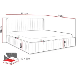 Letto contenitore matrimoniale 160x200 imbottito velluto blu Poffi