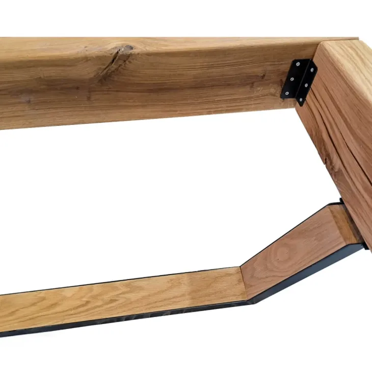 Letto king size 200x200cm testiera imbottita gambe in metallo legno massello rovere antracite Venalia