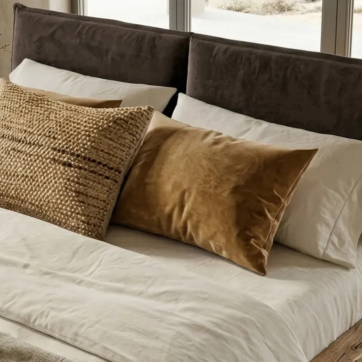 Letto king size 200x200cm testiera imbottita gambe in metallo legno massello rovere antracite Venalia