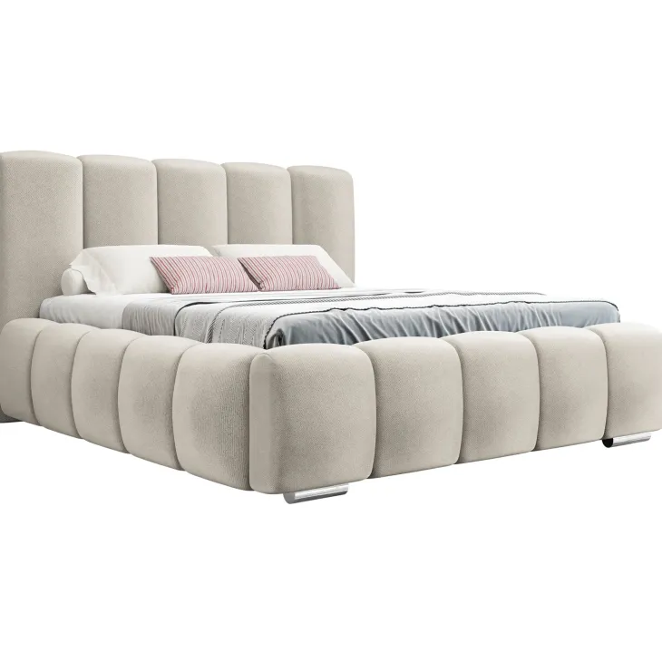 Letto matrimoniale oversize 180x200 cm con rete contenitore imbottito beige Cometa