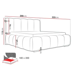 Letto matrimoniale oversize 180x200 cm con rete contenitore imbottito tessuto bouclé beige Cometa