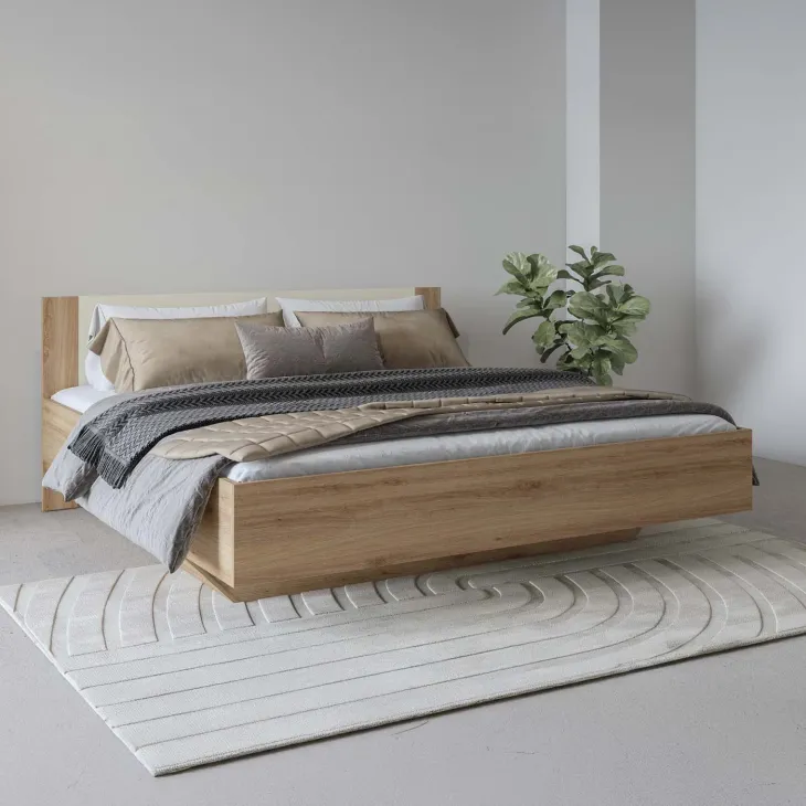Letto matrimoniale oversize 180x200cm rovere beige Ama