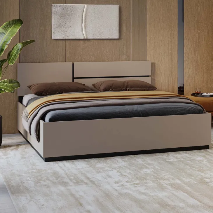 Letto matrimoniale oversize 180x200cm testiera reversibile tortora Lolla