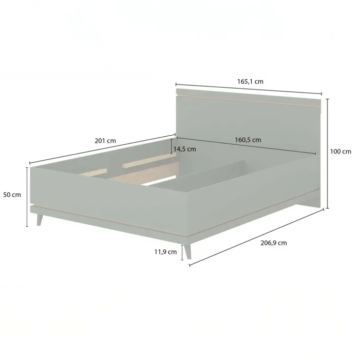 Letto matrimoniale standard contenitore 160x200 cm con rete rovere Yu