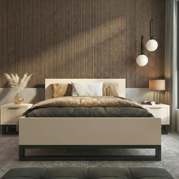 Letto matrimoniale 160x200cm beige cashmere Petra