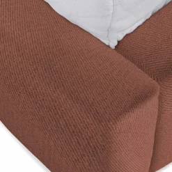 Letto matrimoniale 160x200cm con rete contenitore imbottito rosso mattone Aluna