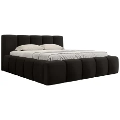 Letto matrimoniale 160x200cm con rete contenitore imbottito nero Aluna