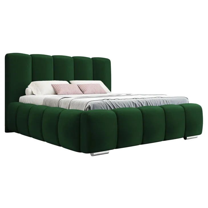 Letto matrimoniale 160x200 cm con rete contenitore imbottito verde scuro Cometa