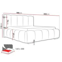 Letto matrimoniale 160x200 cm con rete contenitore imbottito nero Cometa