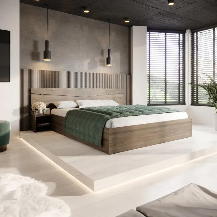 Letto matrimoniale 160x200cm contenitore con comodini noce Camilla Gihome®