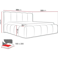 Letto oversize 180x200cm con rete contenitore imbottito beige Aluna