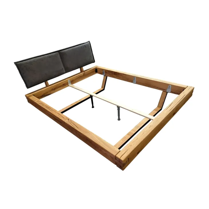 Letto oversize 180x200cm testiera imbottita gambe in metallo legno massello rovere antracite Venalia