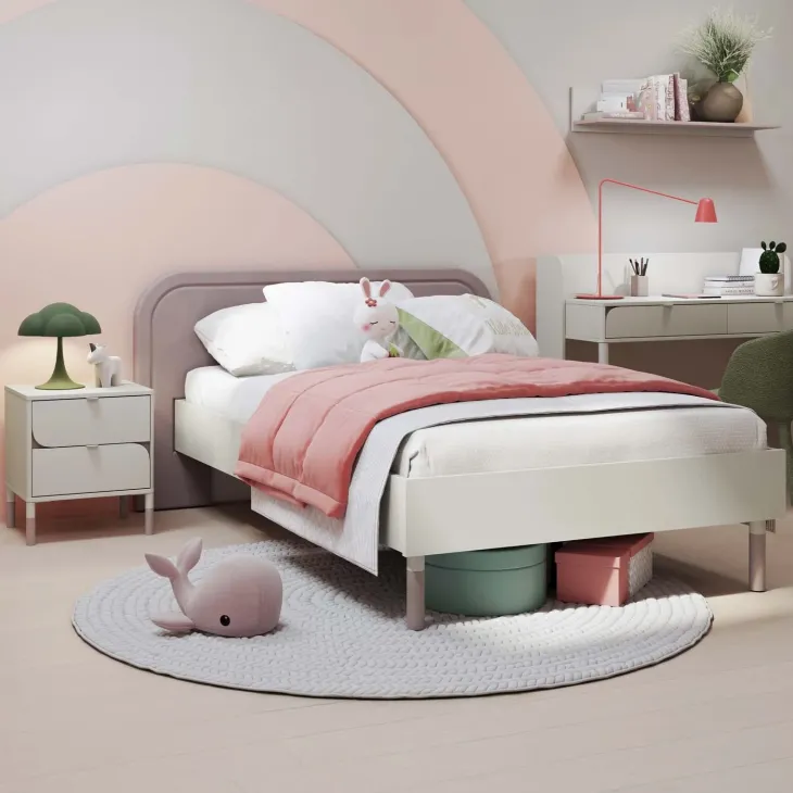 Letto singolo 90x200cm con rete beige cashmere tortora Rita